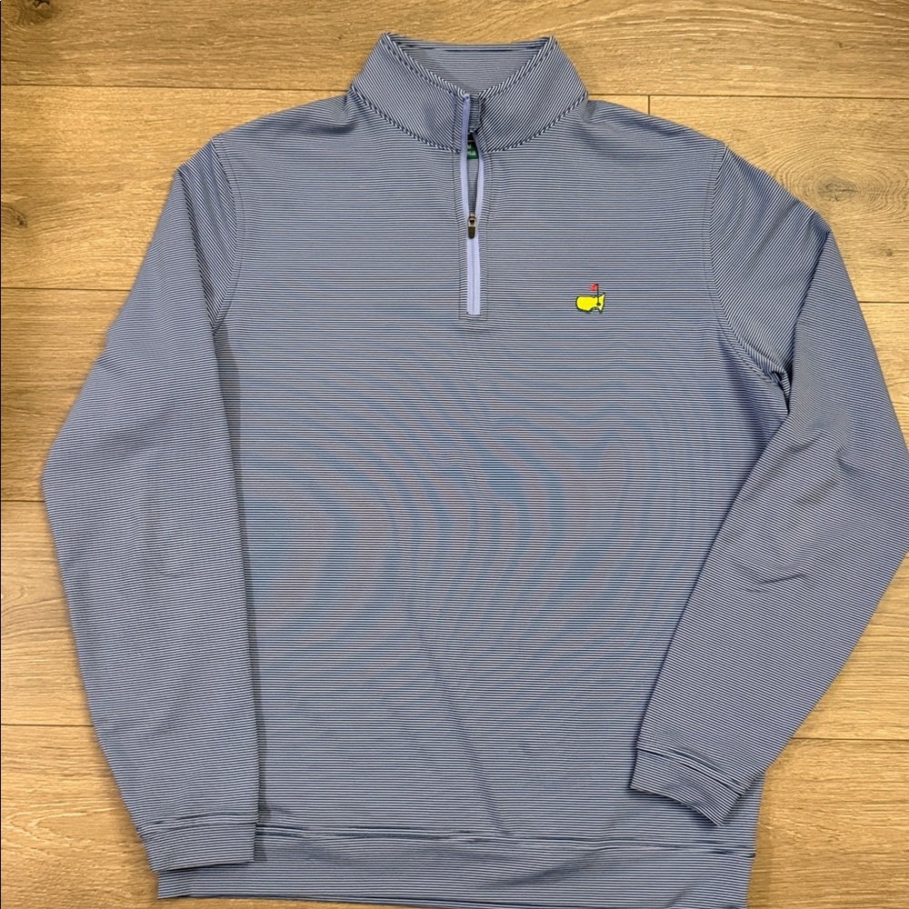Masters Peter Millar 1/4 Zip Sweatshirt Sz Medium ANGC Blue Stripe Augusta 2026